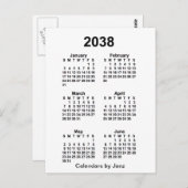 2038 Witte 6 Maanden Mini Kalender van Janz Briefkaart (Voorkant / Achterkant)