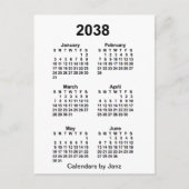 2038 Witte 6-maands minicalender van Janz Briefkaart (Voorkant)