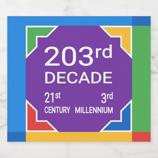 203ste decennium (Nieuwjaar 2021—2030) Sparkling Wijnetiket (Enkel label)