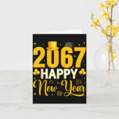 2067 Happy New Year Retro Funny 67 Six Seven Meme Kaart (Gele Bloem)