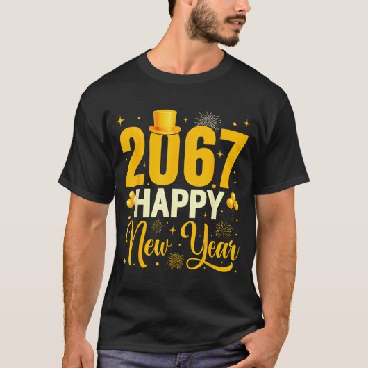 2067 Happy New Year Retro Funny 67 Six Seven Meme  T-shirt (Voorkant)