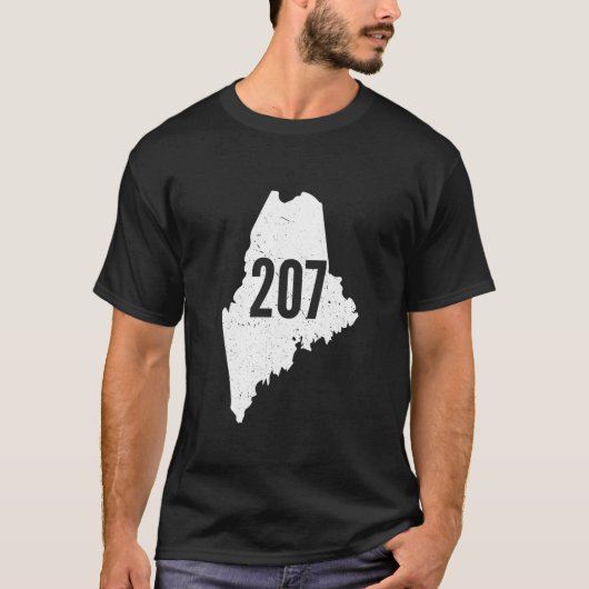 207 Maine State Area Code Outline Pride T-shirt (Voorkant)