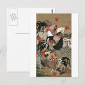 20. 群 図, 若 冲 Roosters, Jakuchu Briefkaart (Voorkant / Achterkant)
