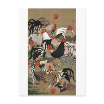 20. 群 図, 若 冲 Roosters, Jakuchu