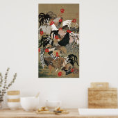 20. 群 図, 若 冲 Roosters, Jakuchu Poster (Keuken)