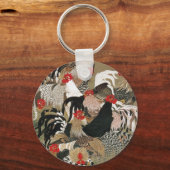 20. 群 図, 若 冲 Roosters, Jakuchu Sleutelhanger (Voorkant)