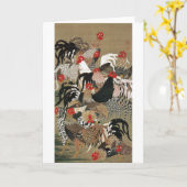 20. 群 鶏 図, 若 kudde 冲 Roosters, Jakuchu Kaart (Gele Bloem)