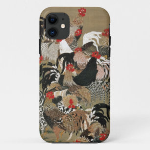 20. 群 鶏 図, 若Vluchtel van Roosters, Jakuchu, Japan  iPhone 11 Hoesje