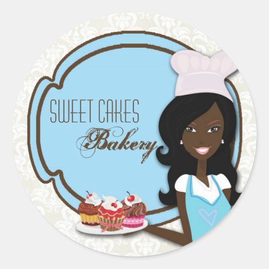 20 - 1,5" African American Baker Cup Cak Stickers (Voorkant)
