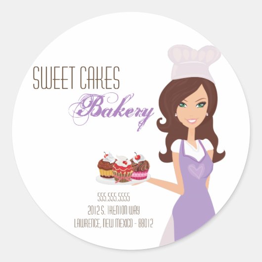 20 - 1,5" Brunette Bker Paarse Adres Stickers (Voorkant)
