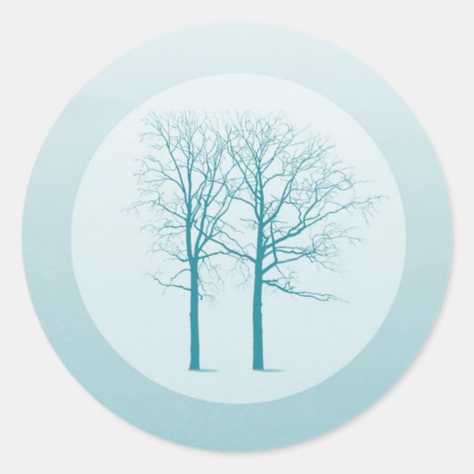 20 - 1.5 Envelop Afdichting Twee winterbomen Sneeu Ronde Sticker (Voorkant)