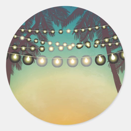 20 - 1.5 Envelop Seal Beach Sunset Palm Tree Str Ronde Sticker (Voorkant)