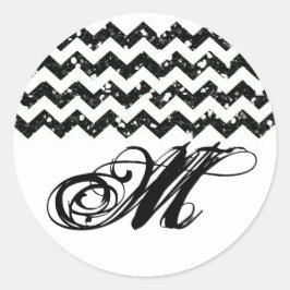 20 - 1.5 Envelop Seal Black Glitter Chevron Ronde Sticker