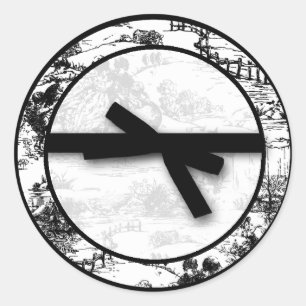 20 - 1,5" Envelop Seal Black White Toile Fabric Ronde Sticker