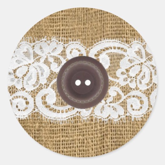20 - 1.5 Envelop Seal Button Burlap Kant Ronde Sticker (Voorkant)