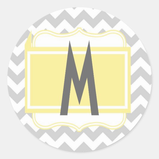 20 - 1.5 Envelop Seal Chevron Streep Grijs Geel Ronde Sticker (Voorkant)