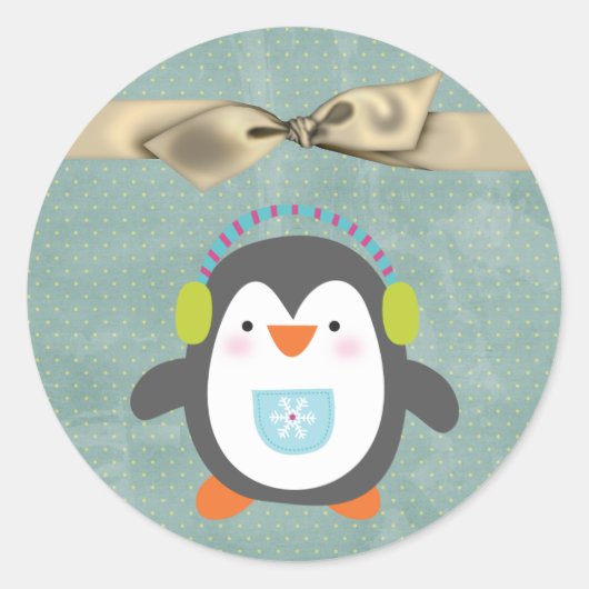 20 - 1,5" Envelop Seal Christmas Penguin Ronde Sticker (Voorkant)