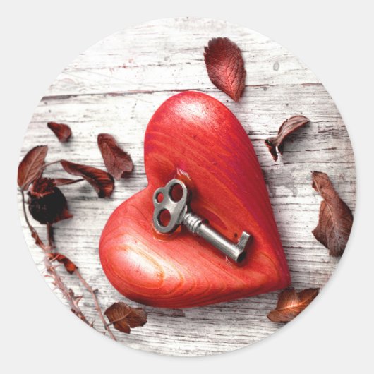 20 - 1.5 Envelop Seal Country Wood Key to my Hea Ronde Sticker (Voorkant)