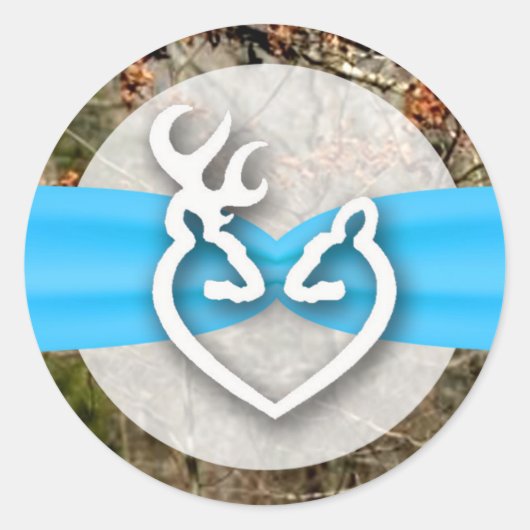 20 - 1.5 Envelop Seal Deer Koppel Doe Buck Cam Ronde Sticker (Voorkant)