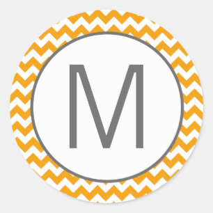 20 - 1.5 Envelop Seal Geel Grijs Chevron Ronde Sticker