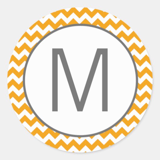 20 - 1.5 Envelop Seal Geel Grijs Chevron Ronde Sticker (Voorkant)