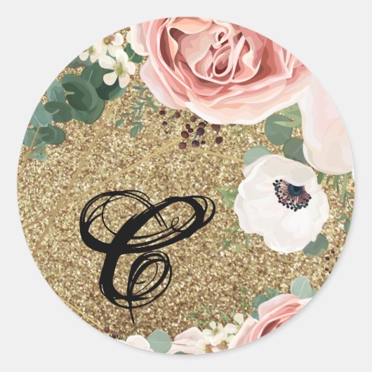 20 - 1,5 Envelop Seal Geometric Garden Roos Gold Ronde Sticker (Voorkant)