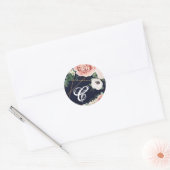 20 - 1,5 Envelop Seal Geometric Garden Roos Navy Ronde Sticker (Envelop)