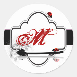 20 - 1.5 Envelop Seal Lady Bug Dandilion Bloem Ronde Sticker