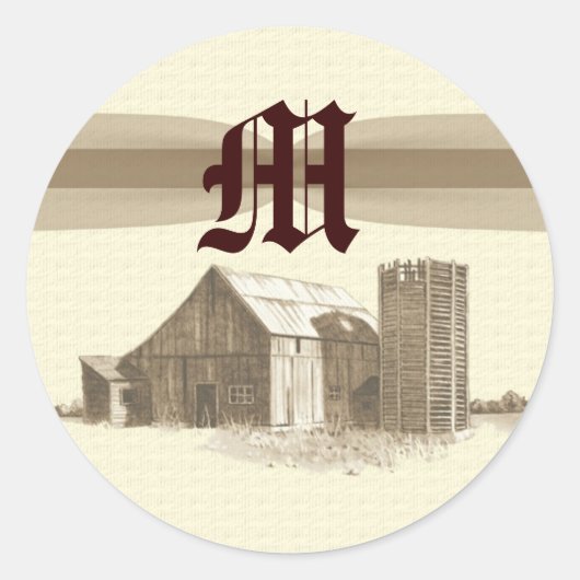 20 - 1.5 Envelop Seal Land Barn Boerderij Ronde Sticker (Voorkant)