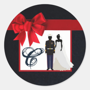 20 - 1,5 Envelop Seal Marine Uniform bruidegom Ronde Sticker