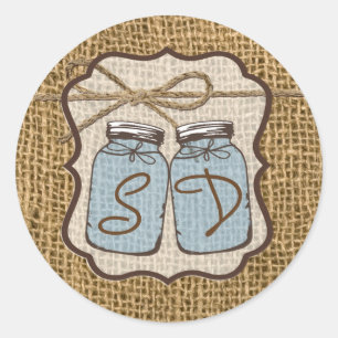 20 - 1.5 Envelop Seal Mason Jar Burlap Land Ronde Sticker