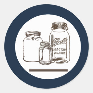20 - 1.5 Envelop Seal Mason Jar Country Rustic Ronde Sticker