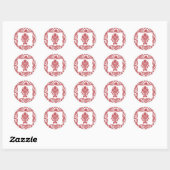 20 - 1.5 Envelop Seal Red Crim White Damask Lace Ronde Sticker (Vel)