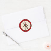 20 - 1,5" Envelop Seal Red Sock Monkey Ronde Sticker (Envelop)