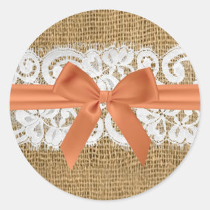 20 - 1.5 Envelop Seal Sinaasappel jute kant Ronde Sticker