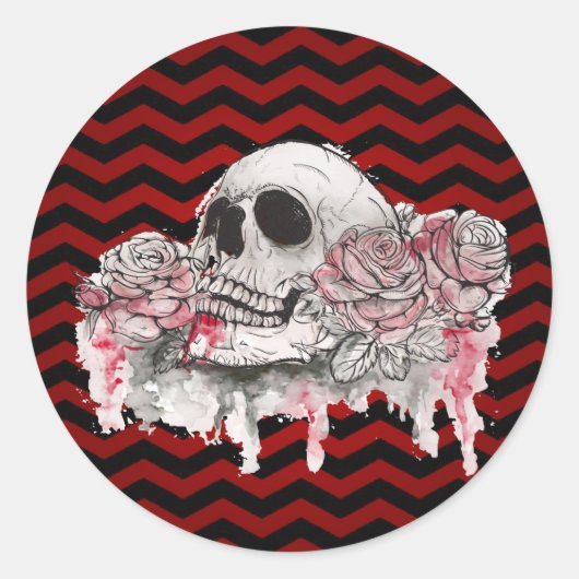 20 - 1.5 Envelop Seal Skull Roos Gotische Chevron Ronde Sticker (Voorkant)