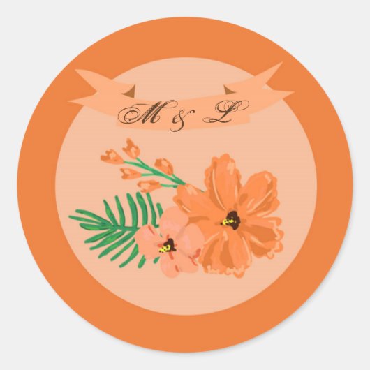 20 - 1.5 Envelop Seal Spring Hibiscus Bloem Ronde Sticker (Voorkant)