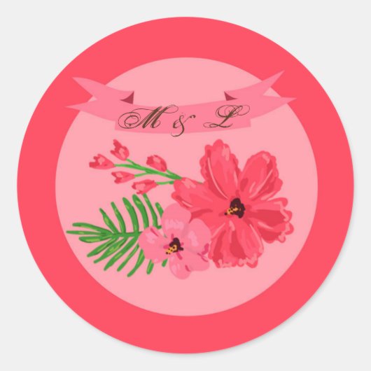 20 - 1.5 Envelop Seal Spring Hibiscus Bloem Ronde Sticker (Voorkant)
