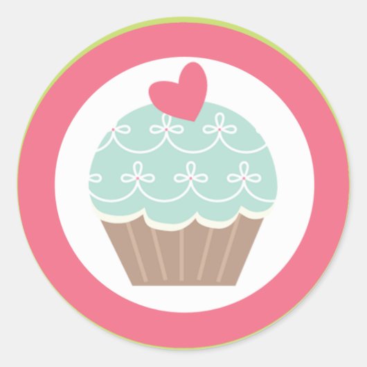 20 - 1,5" Envelop Seal Tea Party Cupcake Roze Ronde Sticker (Voorkant)
