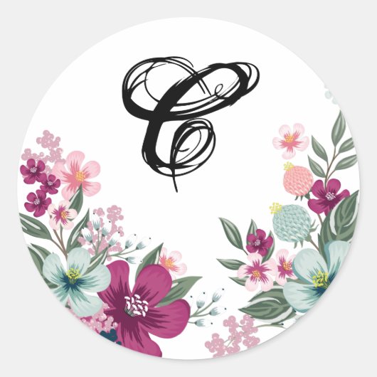 20 - 1,5 Envelop Seal Tropische Bloemen op Wit Ronde Sticker (Voorkant)