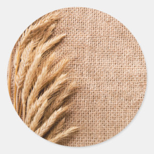 20 - 1.5 Envelop Seal Wheat op Burlap Sack Count Ronde Sticker