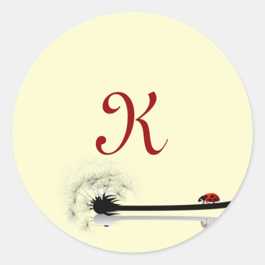 20 - 1.5 Envelop Seal Yellow en Lady Bug Ronde Sticker (Voorkant)