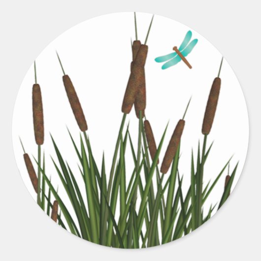20 - 1.5"Envelop Sticker Cattail/Dragonfly in Co (Voorkant)