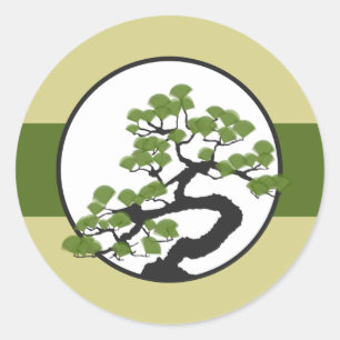 20 - 1,5" Envelop Sticker Japans Groen Bonsai T