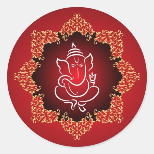 20 - 1,5" Envelop Sticker Lord Ganesha/Hindu Rood (Voorkant)
