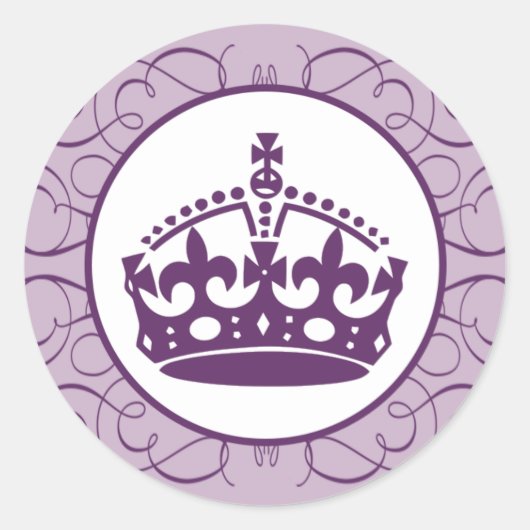 20 - 1,5" Envelop Sticker Royal Paarse Crown/Swir (Voorkant)