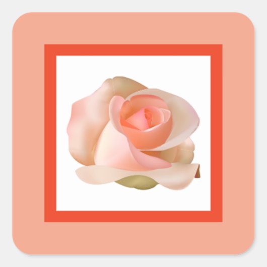 20 - 1,5" Envelop Sticker Roze/Perzik Roos met Le (Voorkant)