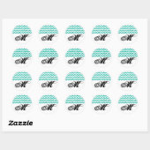 20 - 1.5 Envelope Seal Blauwgroen Glitter Chevron  Ronde Sticker (Vel)