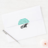 20 - 1.5 Envelope Seal Blauwgroen Glitter Chevron  Ronde Sticker (Envelop)