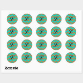 20 - 1,5 Envelope Seal Chevron Brown & Seafoam Ronde Sticker (Vel)